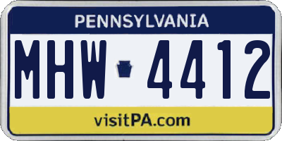 PA license plate MHW4412