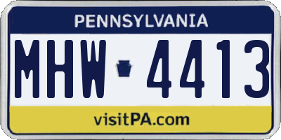 PA license plate MHW4413
