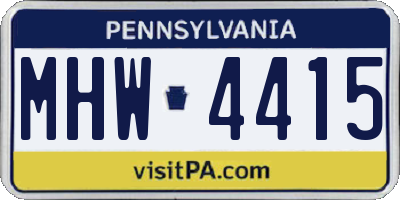 PA license plate MHW4415