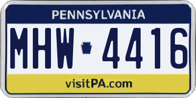 PA license plate MHW4416