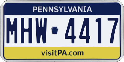 PA license plate MHW4417