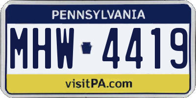 PA license plate MHW4419