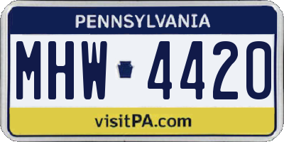 PA license plate MHW4420