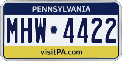 PA license plate MHW4422