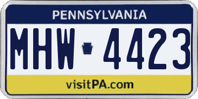 PA license plate MHW4423
