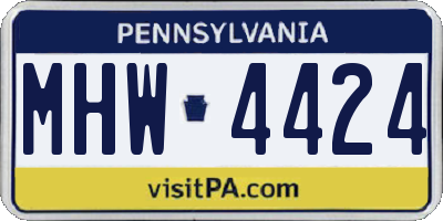 PA license plate MHW4424