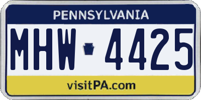 PA license plate MHW4425