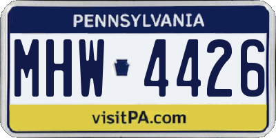 PA license plate MHW4426