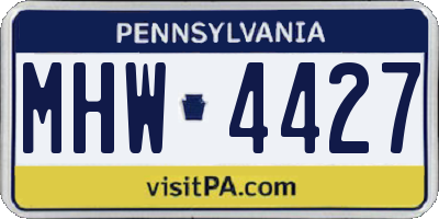 PA license plate MHW4427