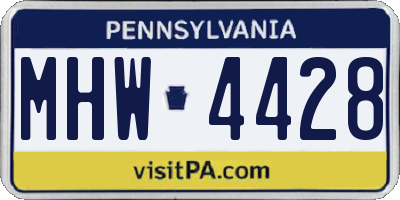 PA license plate MHW4428