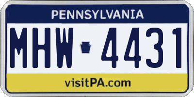 PA license plate MHW4431