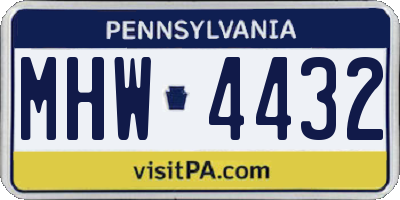 PA license plate MHW4432