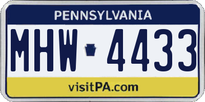 PA license plate MHW4433