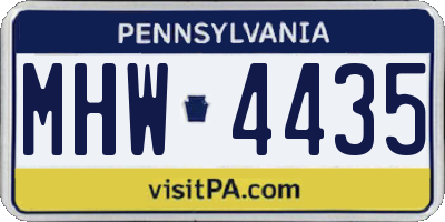 PA license plate MHW4435
