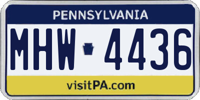 PA license plate MHW4436