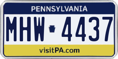 PA license plate MHW4437