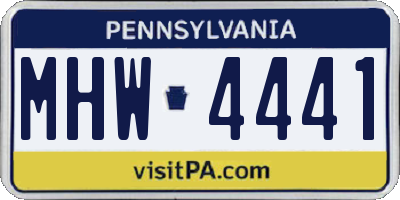 PA license plate MHW4441