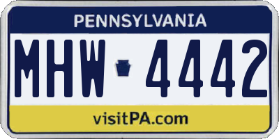 PA license plate MHW4442