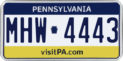 PA license plate MHW4443