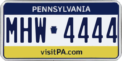 PA license plate MHW4444