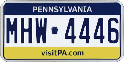 PA license plate MHW4446