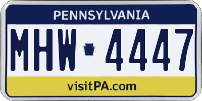 PA license plate MHW4447