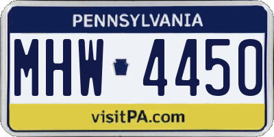 PA license plate MHW4450