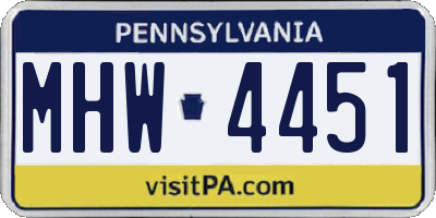PA license plate MHW4451