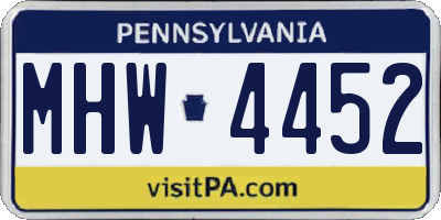 PA license plate MHW4452
