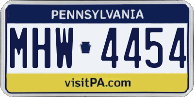 PA license plate MHW4454