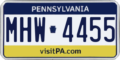 PA license plate MHW4455