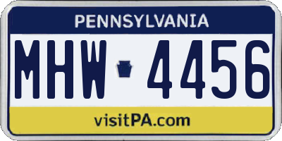 PA license plate MHW4456