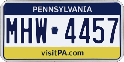 PA license plate MHW4457