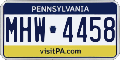 PA license plate MHW4458