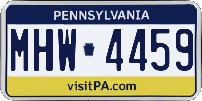 PA license plate MHW4459