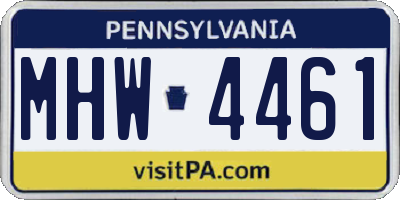 PA license plate MHW4461