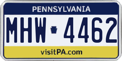 PA license plate MHW4462