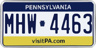 PA license plate MHW4463