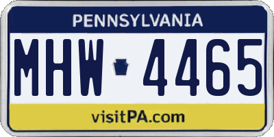 PA license plate MHW4465