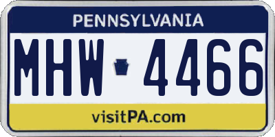 PA license plate MHW4466