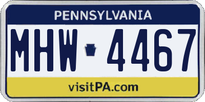 PA license plate MHW4467