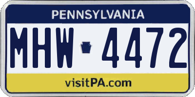 PA license plate MHW4472