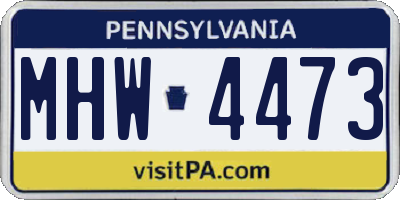 PA license plate MHW4473