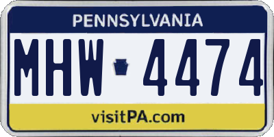 PA license plate MHW4474