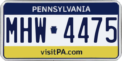 PA license plate MHW4475