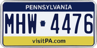 PA license plate MHW4476