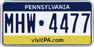 PA license plate MHW4477