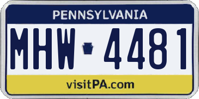 PA license plate MHW4481