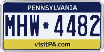 PA license plate MHW4482