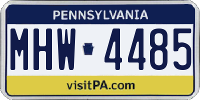 PA license plate MHW4485